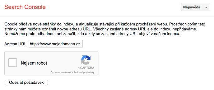 Přidání URL adresy do Google